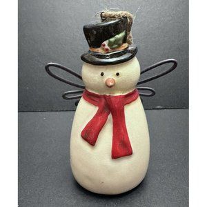 Russ Berrie & Co. Snowman Angel Ceramic Xmas Tree Ornament‎ 4 1/2"